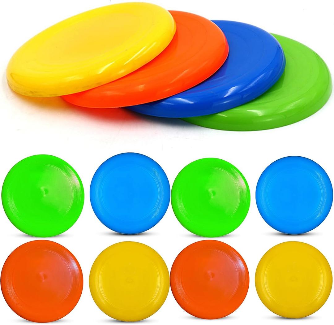 Anzmtosn 8 Inch Sport Flying Disc, Beach Sand Sport Ring Toys, Large Beach Flying Ring Toy Sets Kit for Pool Playground Toy Gift Set Bundle for Kids Boys Girls Outdoor Garden Backyard Pack- 8 Pack