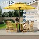 10FT Patio Umbrella 3 Tiers Outdoor Market Umbrella w/Push Button Tilt, Crank, UV and Waterproof Table Umbrella for Garden, Pool, Backyard, Deck, Lawn, Sunshine Yellow