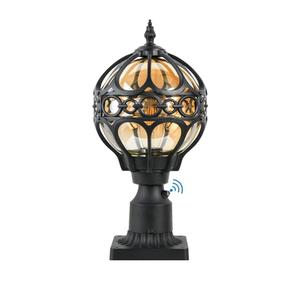 Dusk to Dawn Outdoor Lamp Post Lights, Aluminum Rustproof Globe Post Light for Porch Front Door Driveway Lawn Garden, Black Sphere Exterior Pillar Post Light, Hardwired 3" Pier Mount Post Lantern