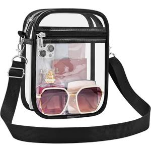 Clear Bag Stadium Approved Clear Purse for Women Clear Crossbody Bag for Stadium Events Concerts Festivals (Medium, Black)