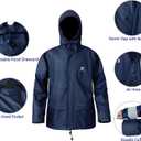 Rain Suits for Men Waterproof Rain Jacket Coat Pants Heavy Duty Women Fishing Rain Gear Workwear (Navy, Large)