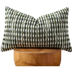 AmHoo Boho Chenille Pillow Cover Decorative Tufted Pillowcase for Couch Bed Sofa Bedroom Living Room Modern 12 x 20 Inch Sage Green
