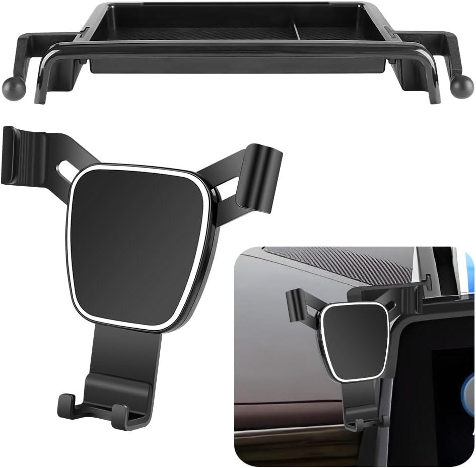 Car Phone Holder Center Console Organizer For Chevy Suburban 2021-2024, Tahoe 2021-2024, GMC Yukon 2021-2024 SLE, SLT, AT4 Not fit Denali & Denali Ultimate. Auto Accessories Interior Screen Mount case