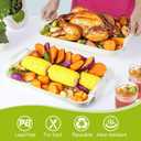 3 Pack Serving Tray with Handles, Stackable Reusable Trays for Serving Food, Plastic Serving Platters for Party, Charcuterie, Fruit, Appetizer, Solid Cream