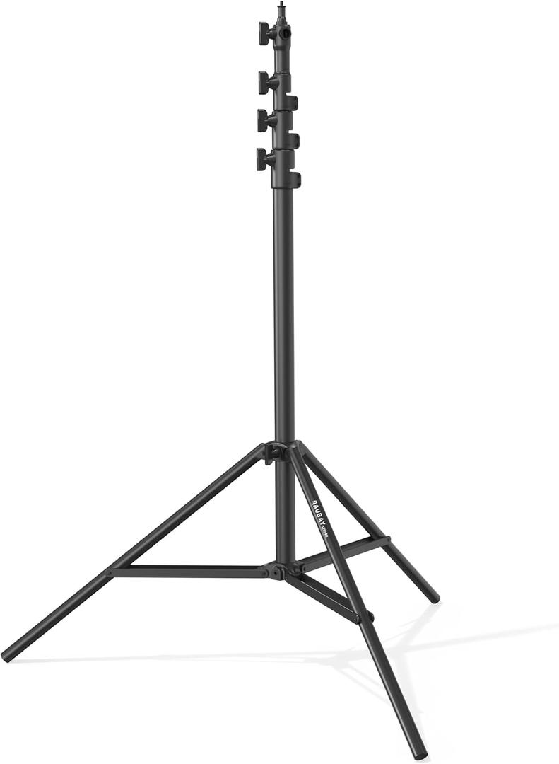 RAUBAY 10ft Heavy Duty Light Stand, Air Cushion, Black, LT30-RB | Aluminum photography light stand with 1/4" and 3/8" mounts for softboxes, studio lights, video production and photography
