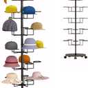 Standing Hat Rack Stand, Cowboy Hat Rack with 30 Hooks, 6 Tier Metal Hat Organizer Rack, Floor Hat Display Rack for Home Store Vendors(Black,6 Tier)