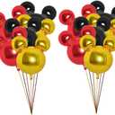 12 Pieces Mickey Party Balloons, 24 Red Black Gold Mouse Foil Balloons for Gender Reveal Baby Shower Wedding Kids Theme Birthday Party Decoration Supplies