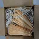 100 Small Manila Paper Tags with String - #1, 2 3/4 x 1 3/8 - Hang Shipping Labels with String Attached and Reinforced Hole, Pre-Strung Tags