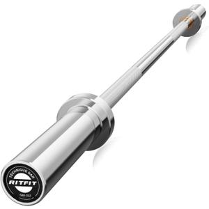 RITFIT Olympic Barbell 4ft - 2 Inch Weight Bar for Strength Training, Weightlifting, Squat, Deadlift, Bench Press, Curl, Overhead Press - 350lbs/500lbs Capacity (Silver)