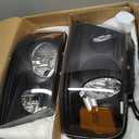 Headlights for 2004-2008 Ford F150 / 2006-2008 Lincoln Mark LT Pair Front Lights w/LED Running LIghts Replacement Headlamps Black Housing Amber Reflector