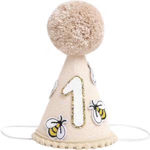 Bee-Themed, First Birthday Decorations for Baby Boy - Yellow Crown, Hat, and Photo Props