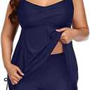 Aqua Eve Women Plus Size Tankini Swimsuit Two Piece Flowy Swimdress Bathing Suits with Shorts , size 22W
