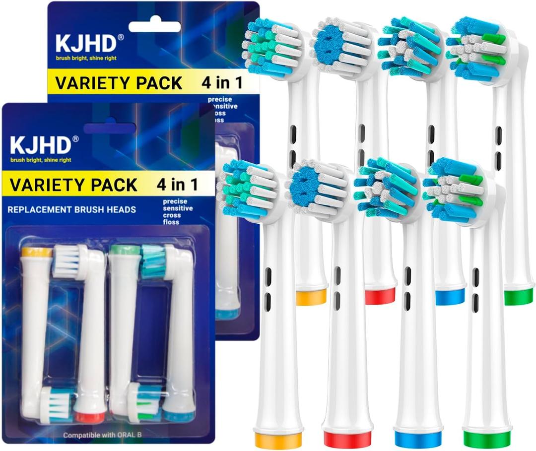Replacement Heads for Oral B Braun Variety Pack of 8 PCS Floss Cross Sensitive Soft Precise Electric Toothbrush Heads Tooth Brush Head Refill Compatible with Oral-B [KJHD]