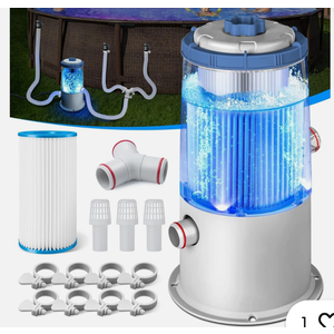 1000 GPH Light-Up Pool Filter Pump for above Ground Pools | Built-In Blue LED Li