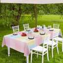 Pink Blue Plaid Outdoor Rectangle Tablecloth with Umbrella Hole 60x84,Rainbow Yellow Buffalo Check Lattice Wrinklefree Wipeable Table Cloth Waterproof Zippered Cover for Camping Picnic Patio Party