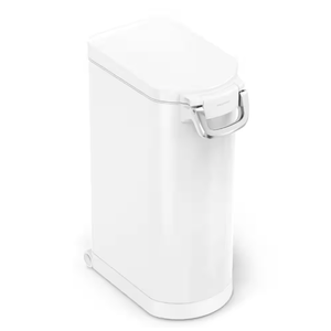 35L X-Large Pet Food Can, Storage Container with Magnetic Scoop, White Stainless Steel