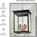 Large Outdoor Pendant Light Fixtures, 5-Lights Porch Ceiling Mount Lighting Adjustable Chain, Exterior Hanging Lamp Waterproof for Front Door Entryway Backyard Patio, E12 Bulb Base