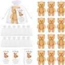 Zhanmai 12 Sets 4.7 Inch Mini Plush Smile Pocket Bears Gifts Bear Baby Shower Favors with Card Organza Bags for Christmas Funeral Memorial Halloween Birthday Party Favors