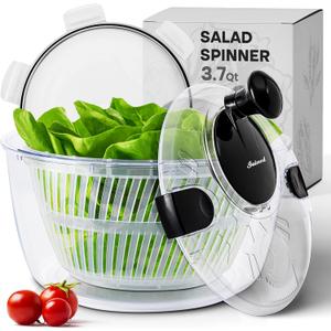 Joined Salad Spinner with Storage Lid, Drain, Bowl, and Colander - Quick and Easy Multi-Use Lettuce Spinner, Vegetable Dryer, Fruit Washer, Pasta and Fries Spinner - 3.7 Qt