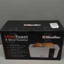 Mueller UltraToast Full Stainless Steel Toaster 4 Slice, Long Extra-Wide Slots for Bagels and Waffles, 6 Browning Levels, LED Display, Cancel/Defrost/Reheat Functions & Removable Tray, Kitchen Gadgets