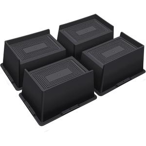 ANNKUT Bed Risers 4 Inch Heavy Duty,Oversized Couch Risers, Extra Wide Furniture Risers for Sofa Table Desk Headboard Chair Lifting,Rectangle Risering Blocks Support 6000 lbs(4 Pack Black)