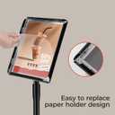 sign holder stand, floor standing sign poster stand for display, heavy duty pedestal signage stand for diplay menu advertising (Black, 8.511)