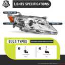 Headlights W/Bulbs for 2010 2011 Toyota Camry 4-Door Sedan Halogen Driver & Passenger Side (Only fits US Version, NOT fit hybrid models)