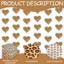 Leopard Print Heart Garlands Cheetah Theme Party Decorations 6Pcs Animal Print Heart Hanging Paper Garland Banners Wild Party Decor for Girls Women Birthday Bachelorette Bridal Shower Supplies