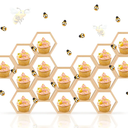 12 Pcs Mini Honeycomb Cupcake Stand Cake Farmhouse Hexagon Display Holder Hexagonal Wood Cupcake Stand Floating Table Sign with 50 Tiny Wooden Bee for Baby Shower (Wood Color)