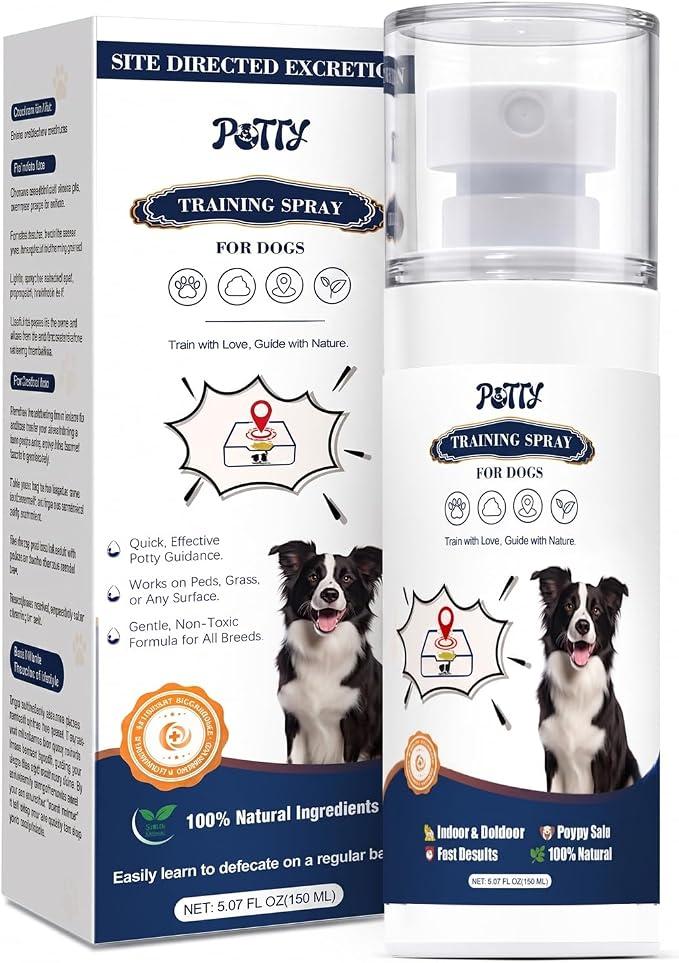 Potty Training Spray for Dogs, Premium Go Here Puppy Training Aid for Housebreaking, Indoor & Outdoor Dog Pee Attractant Spray for Pads, Grass and Trays, 5.07 Fl Oz