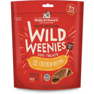 Stella & Chewy's Freeze-Dried Raw Wild Weenies Dog Treats - High-Protein Training Treats for Dogs & Puppies - All-Natural Chicken Recipe with 97% Meat & Organs - USA Made - 3.25 oz Bag (EXP 09/06/27)