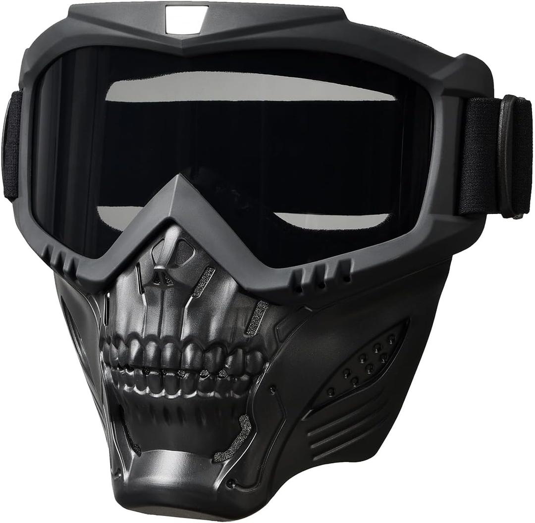 Paintball Mask Anti Fog,Tactical Full Face Mask Ski Mask Goggles Detachable Adjustable,Motorcycle Riding Face Protection (Gray)