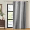 INOVADAY Thermal Sliding Door Curtains 100% Blackout Curtains for Bedroom, Sliding Glass Door Drapes Extra Wide for Patio Linen Textured Farmhouse Window Treatment, Grey, 1 Panel, W100xL84