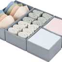 DIMJ Drawer Organizers Clothes, Set of 4 Dresser Organizer Bins, Fabric Closet Organizers and Storage, Shallow Drawer Dividers for Nursery, Clothing, Baby Clothes, Socks, Underwears, Tie (Grey) (Gray)