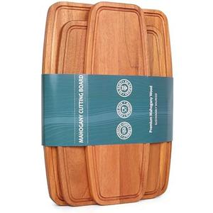 Wood Cutting Boards Set of 3 for Kitchen,with Deep Juice Grooves Durable Wooden Chopping Board for Kitchen for Meat, Vegetables and Fruits Perfect Kitchen Gift for Home Cooks (3 Pcs)