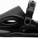 Jerzmy Cushioned Slides Mens Sandals, Ultra Comfy Men Slippers, Arch Support Man Sport Sandal with Back Strap Open Toe Shoes for Indoor Outdoor Beach Garden Travel, Black Size 10-11