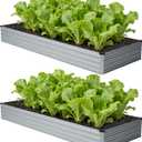 zunatu 12x4x1 ft(2 Pack) Galvanized Raised Garden Bed,Outdoor Planter Box Metal Patio Kit Planting Bed for Vegetables Flowers and Succulents,Silver