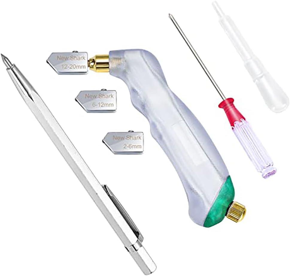 NewShark Glass Cutter Pistol Grip (2mm-20mm), Ergonomic Grip Tungsten Carbide Glass Cutting Tools with Oil Reservoir, Perfect for Glass Cutting/Tiles/Mirror/Mosaic/Window
