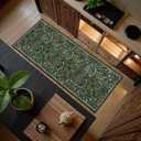 Lahome Claude Floral Hallway Runner, 2x6 Green Washable Runner Rug for Kitchen Non Slip, Soft Stain Resistant Long Carpet for Bathroom Entryway with Rubber Backing