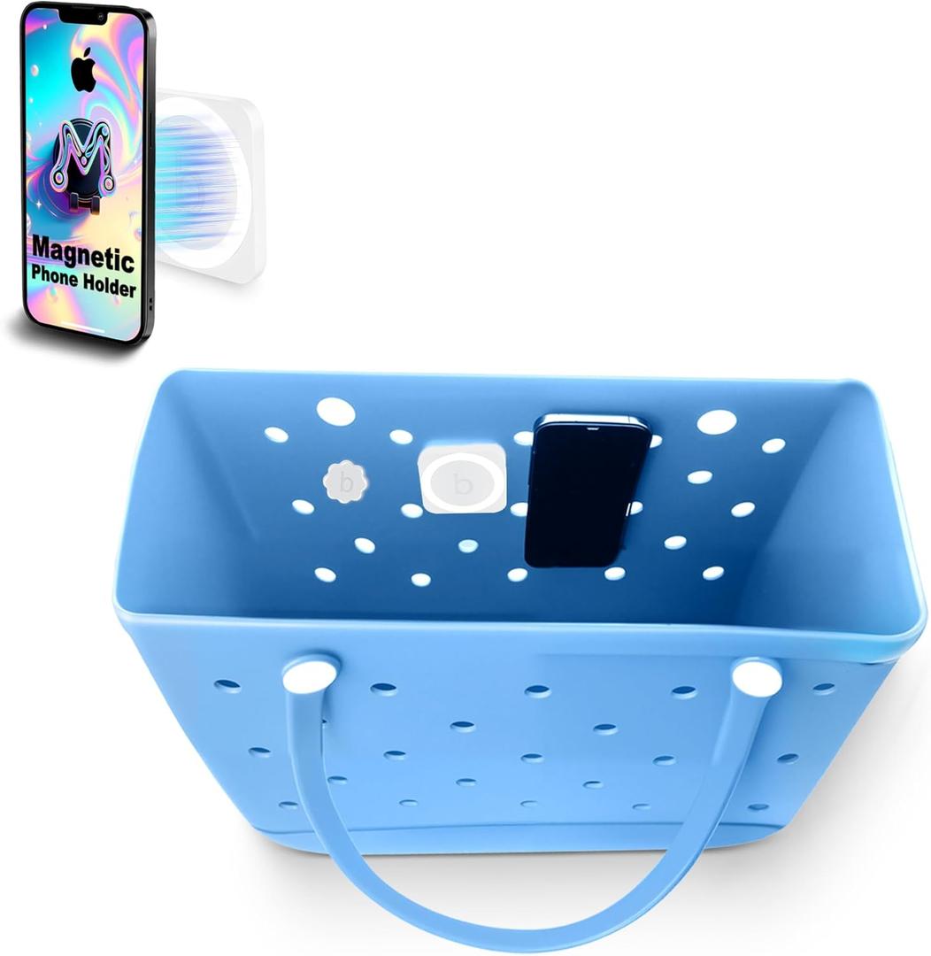 Magnetic Phone Holder for Bogg Bag – Bogg Bag Phone Holder & Accessories Insert, Secure Attachment for Simply Southern & Beach Tote Bags, Compatible with iPhone & Android(Black)