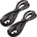 2pcs 1m 3.3ft DC Extension Cable 12V Extension Cord 5V-24V Power Cord 5.5mm x 2.1mm DC Jack Plug Adapter Male to Female for Car Monitor, CCTV Camera, LED Strip Light, etc, Black