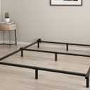 Bed Frame Queen, 7 Inch Metal Basics Bed Frame, Low Profile Base for Box Spring, 9-Leg Support, Noise-Free, Easy Assembly, Black (Queen)