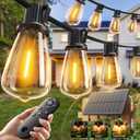 addlon 52(48+4) FT Solar String Lights Waterproof,Patio Lights Solar Powered with Remote & USB Port 16+1 LED Shatterproof Bulbs 3 Light Modes, Dimmable Solar Light for Camping Backyard Garden
