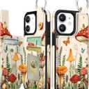 Shorogyt for iPhone 11 Wallet Case with Card Holder, Designer Mushroom Frog Pattern Kickstand Magnetic Clasp Back Flip Folio Leather Phone Cases for iPhone 11 for Women Men Girls