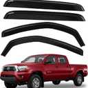 Window Rain Guards Compatible with 20052015 Tacoma Double Cab, Outside-Mount Side Window Deflectors, Smoke Tinted Vent Visors for Truck, Tape-On Automotive Window Visor Accessories