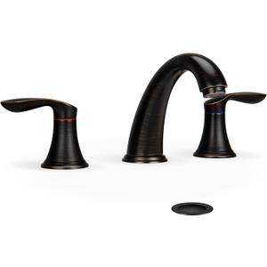 Bathroom Sink Faucet, Faucet for Bathroom Sink, Widespread ORB Bathroom Faucet 3 Hole with Stainless Steel Pop Up Drain and cUPC Lead-Free Hose-(Oil Rubbed Bronze) (8 inch 1 pack)