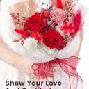 Polylove Forever Flower Bouquet Flowers for Delivery Prime Preserved Roses with Bear Gift Box for Wife Women Mother Day Anniversary Birthday (Red)
