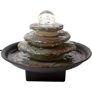 SEINHIJO Indoor Fountain Tabletop Fengshui Waterfall Desk Office Fountain LED Lights Rolling Ball 11inch