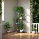 LINZINAR Plant Stand Indoor Outdoor Corner 4 Tier Metal Plant Shelf Patio Plant Rack for Garden Corner Balcony Living Room
