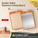 2 in 1 Stainless Steel Cutting Board with Handle Chopping Eating Grilling Biard Cutboard Biard Chtting Cuttingboards Voard Oard Bord Dishwasher Safe 16 x 11 Baords Baord Veg Utting Ultimate (Morandi Orange)